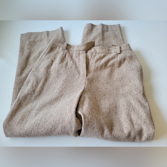 Valerie by Valerie Stevens Silk Wool Blend Speckled Trouser Oatmeal Size 8P - Picture 4 of 11